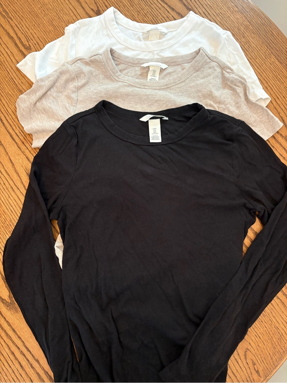 3-Pack MATERNITY Crewneck Tops; Black, Taupe, White